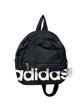 Adidas Linear Mini Backpack Black/White With Gold Zippers